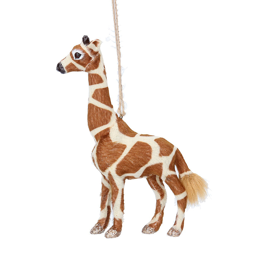 NEW - Faux Fur Giraffe Tree Ornament | Wild Animal Christmas Decoration