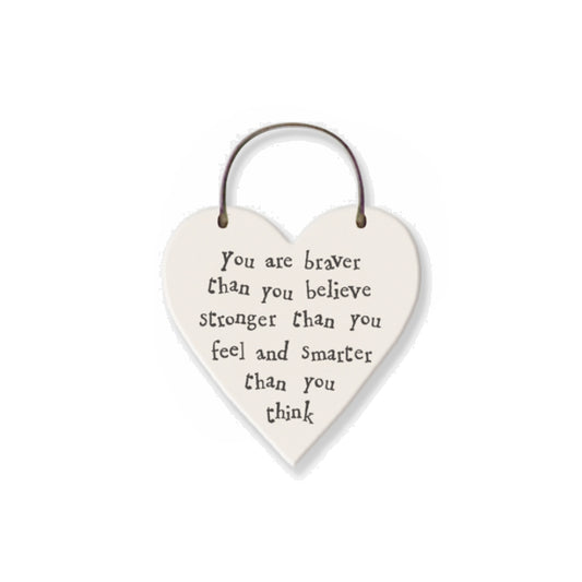 Braver, Stronger, Smarter - Mini Wooden Hanging Heart | Cracker Filler | Mini Gift