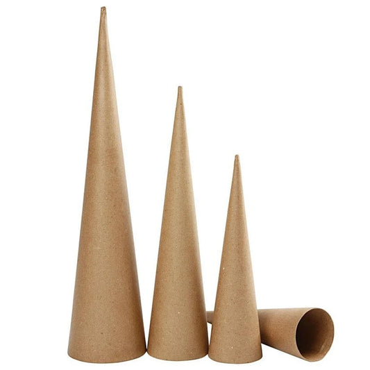 3 Assorted Paper Mache Cones to Decorate 30, 40 & 50cm Tall | Papier Mache