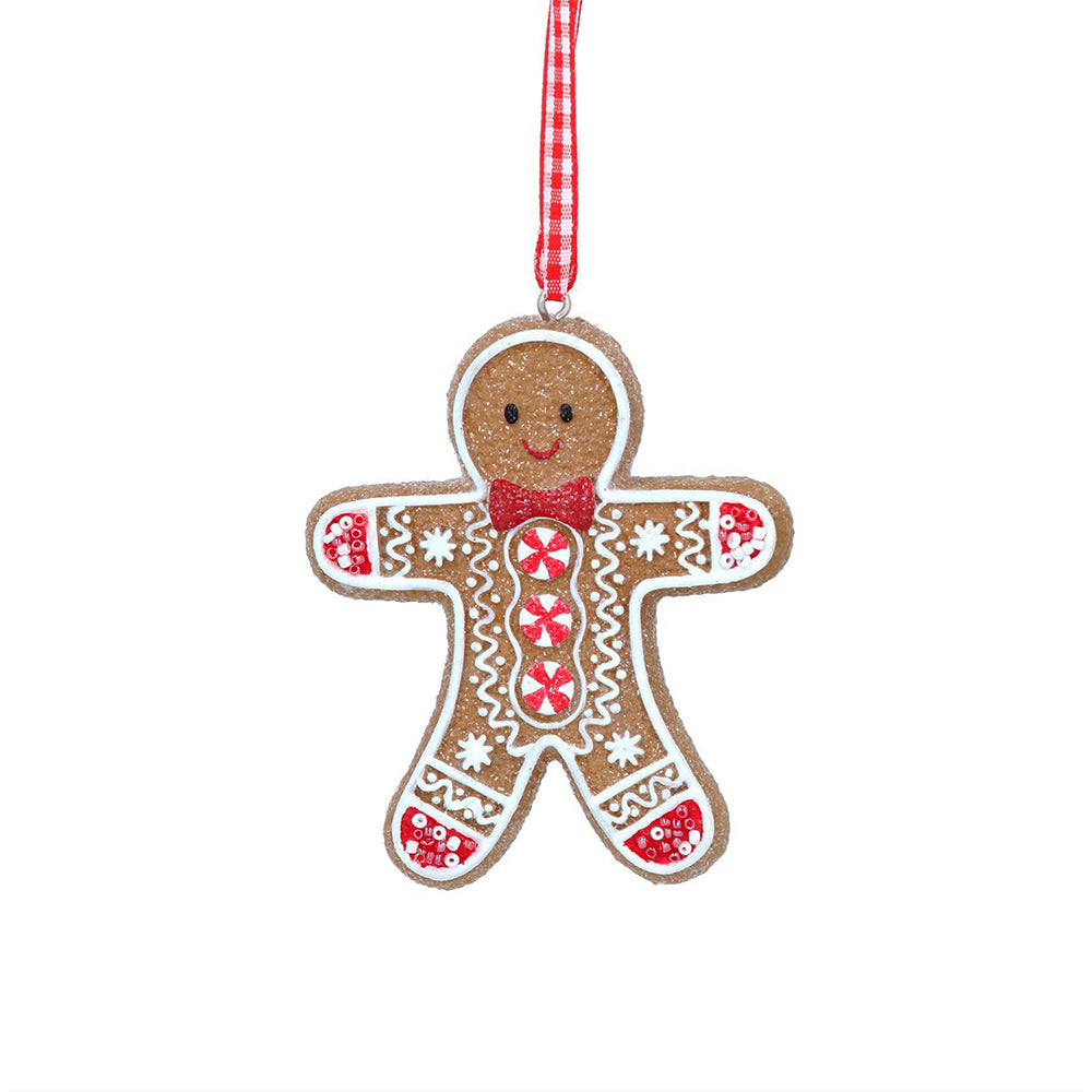 Gingerbread Man Christmas Tree Decoration | 8cm Hanging Ornament | Gisela Graham