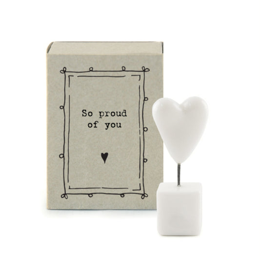 So Proud of You | Ceramic Heart on Stand | Cracker Filler | Matchbox Mini Gift