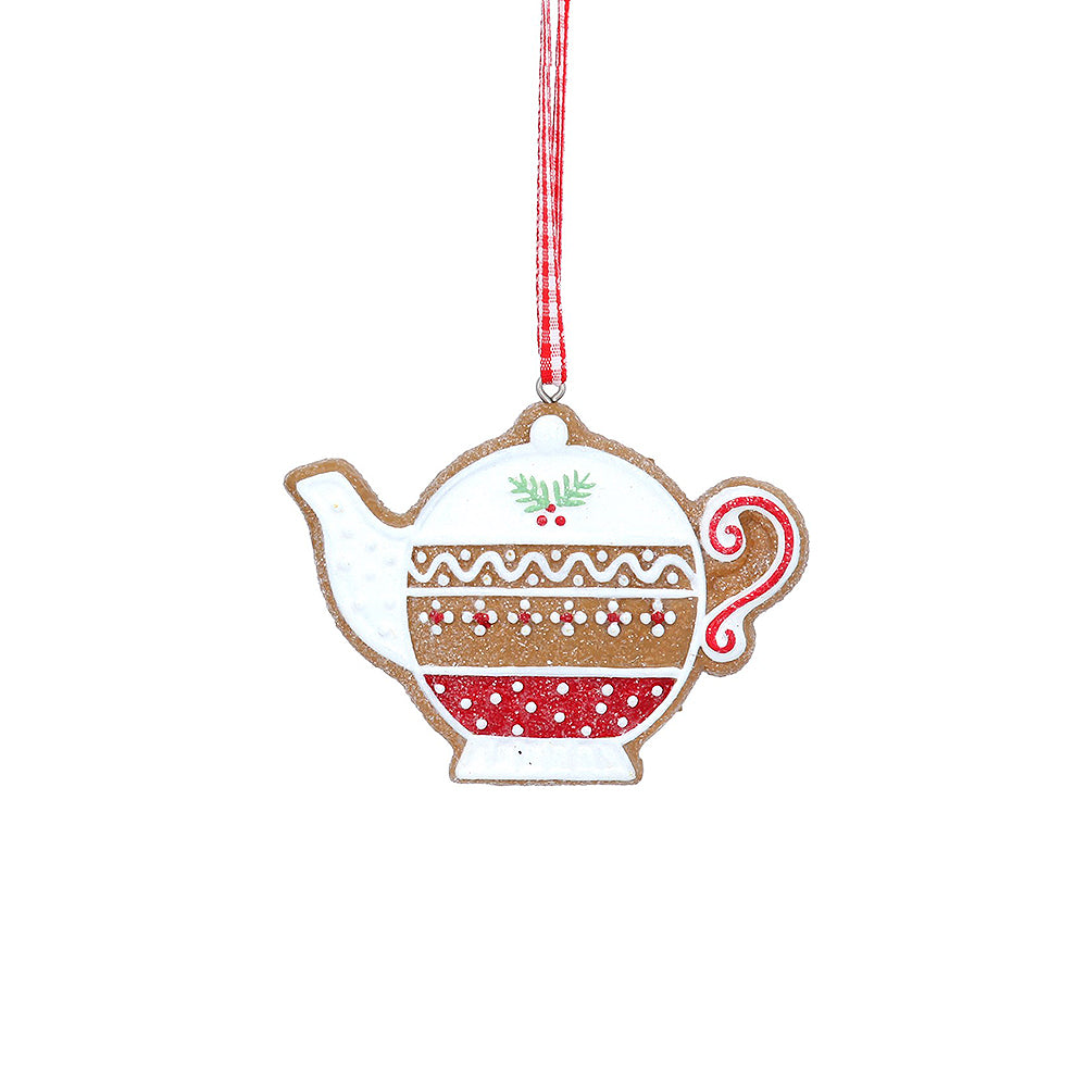 Iced Gingerbread Teapot Ornament | Christmas Tree Decoration | Cracker Filler Gift