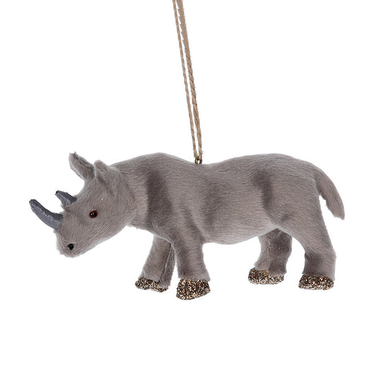 NEW - Faux Fur Rhino Tree Ornament | Wild Animal Christmas Decoration