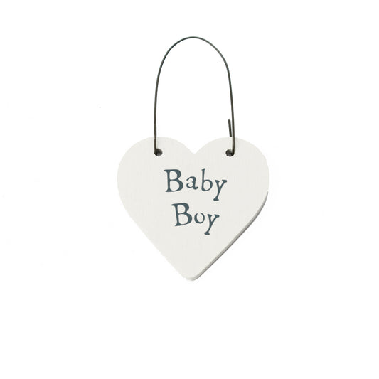 Baby Boy Mini Wooden Hanging Heart | Cracker Filler | Mini Gift