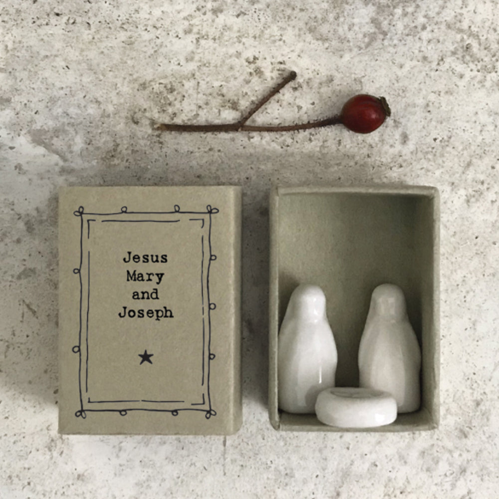 Jesus Mary and Joseph | Ceramic Nativity | Cracker Filler | Matchbox Mini Gift