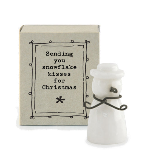 Snowflake Kisses For Christmas | Ceramic Snowman | Cracker Filler | Matchbox Gift