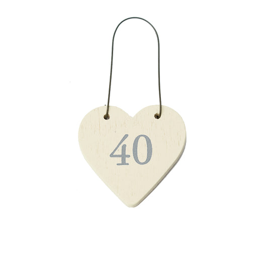 40 Mini Wooden Hanging Heart for 40th Birthday | Cracker Filler | Mini Gift