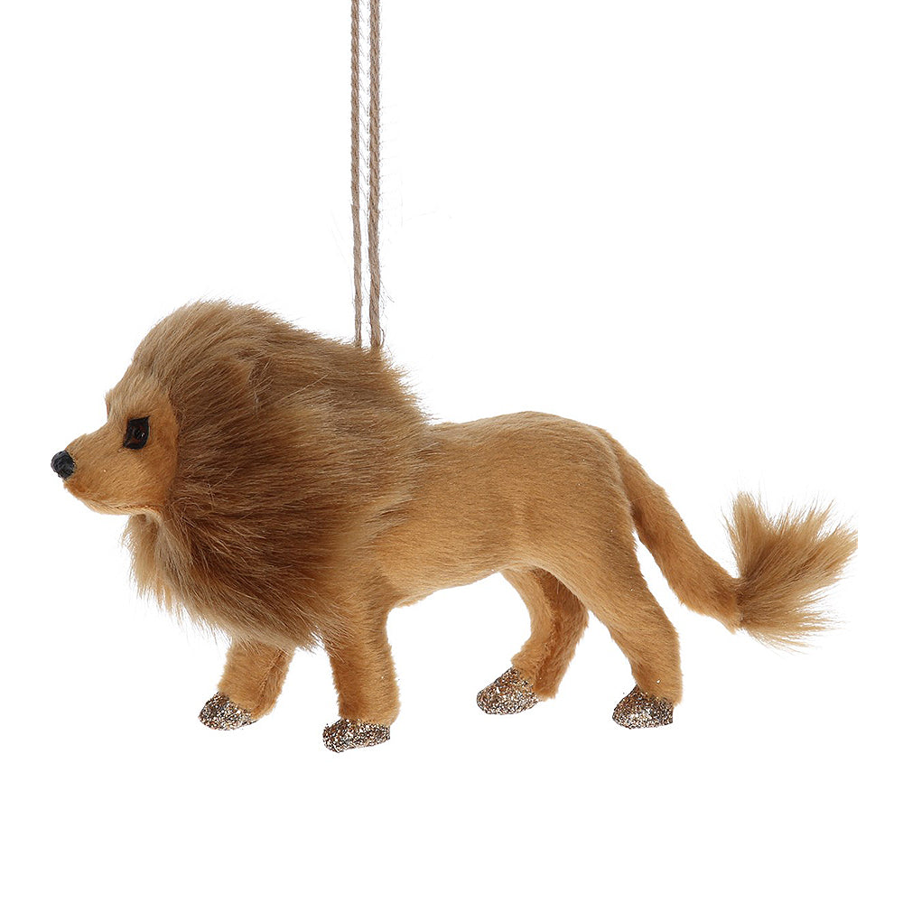 NEW - Faux Fur Lion Tree Ornament | Wild Animal Christmas Decoration