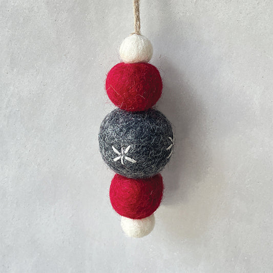 Handmade Felted Droplet Style Christmas Tree Bauble | Deep Grey Mix | 9.5cm