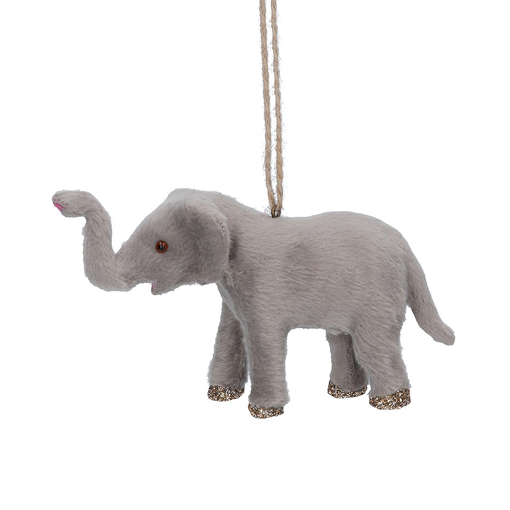 NEW - Faux Fur Elephant Tree Ornament | Wild Animal Christmas Decoration