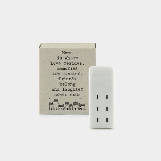 Home Is Where Love Resides | Ceramic House | Cracker Filler | Matchbox Mini Gift