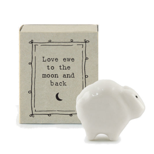 Love Ewe To The Moon and Back | Ceramic Sheep | Cracker Filler | Matchbox Gift